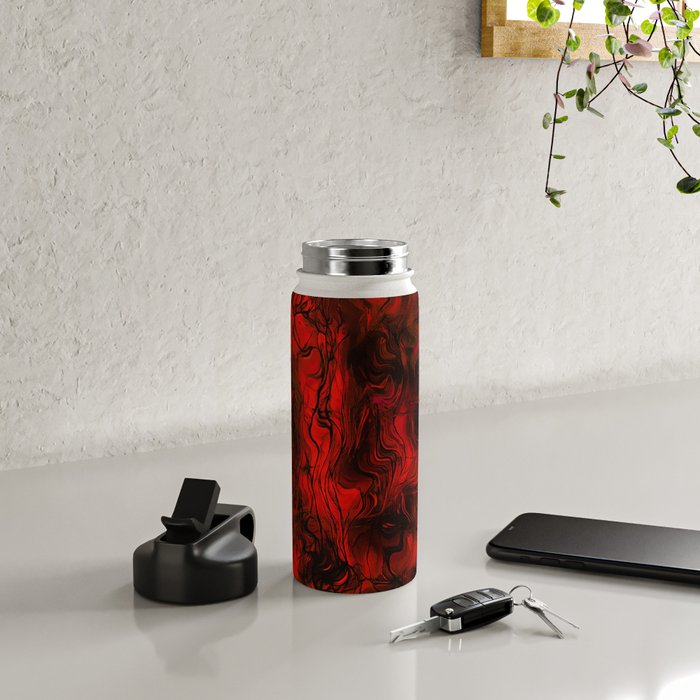 Nervous Energy Grungy Abstract Art  Red And Black Water Bottle Gallery Image 4
