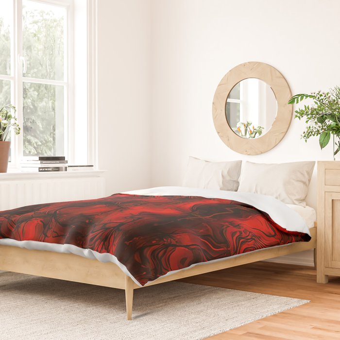 Nervous Energy Grungy Abstract Art  Red And Black Duvet Cover Gallery Image 2