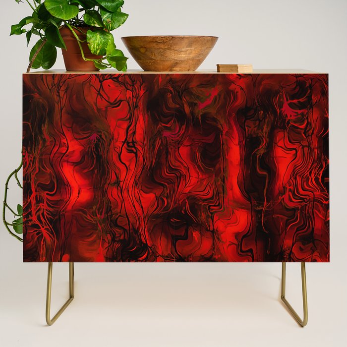 Nervous Energy Grungy Abstract Art  Red And Black Credenza Gallery Image 1