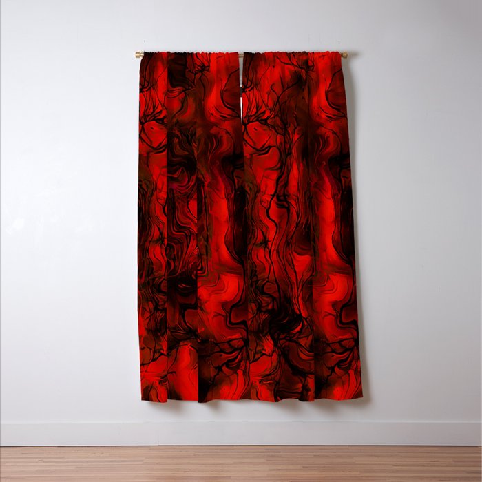 Nervous Energy Grungy Abstract Art  Red And Black Window Curtain Gallery Image 3