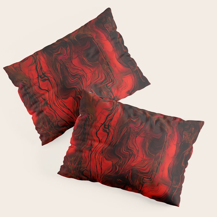 Nervous Energy Grungy Abstract Art  Red And Black Pillow Sham Gallery Image 1
