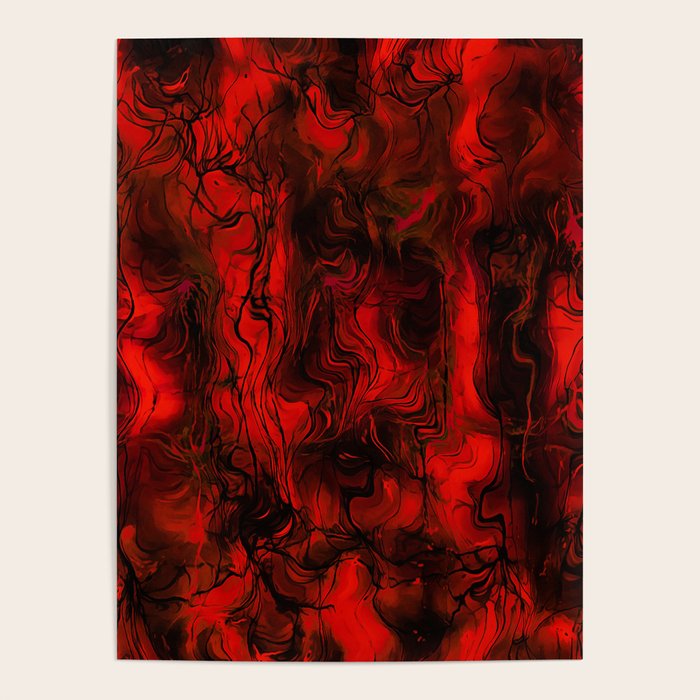 Nervous Energy Grungy Abstract Art  Red And Black Poster Gallery Image 4