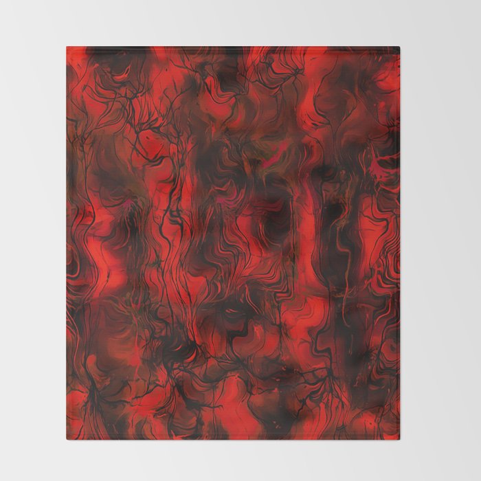 Nervous Energy Grungy Abstract Art  Red And Black Throw Blanket Gallery Image 2
