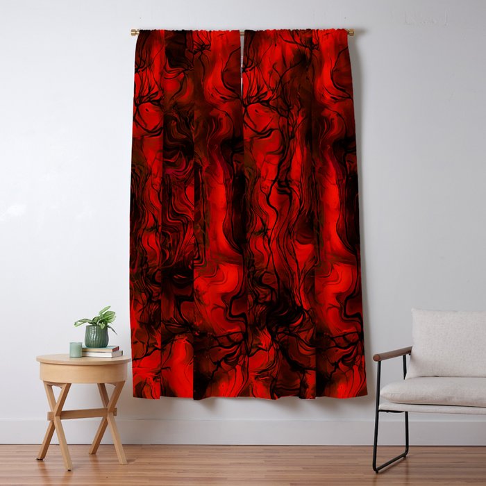 Nervous Energy Grungy Abstract Art  Red And Black Window Curtain Gallery Image 5