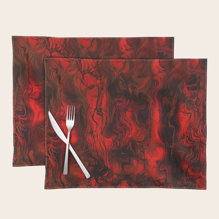 Nervous Energy Grungy Abstract Art  Red And Black Placemat Gallery Image 1