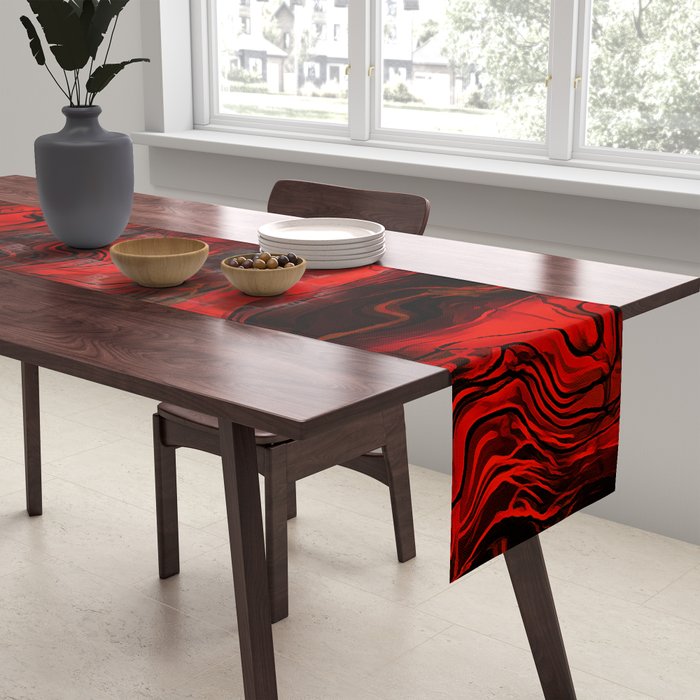 Nervous Energy Grungy Abstract Art  Red And Black Table Runner Gallery Image 2
