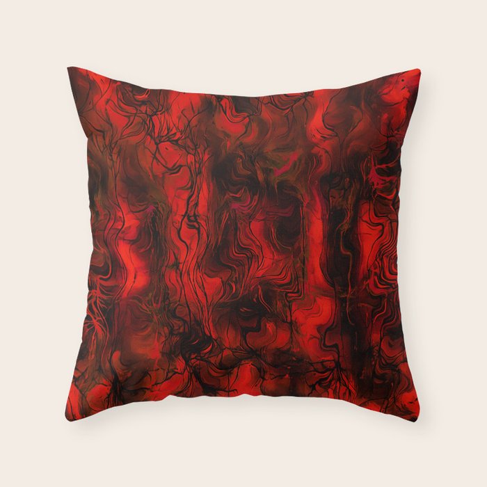 Nervous Energy Grungy Abstract Art  Red And Black Throw Pillow Gallery Image 6