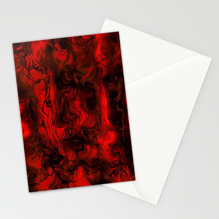 Nervous Energy Grungy Abstract Art  Red And Black Stationery Card Gallery Image 2