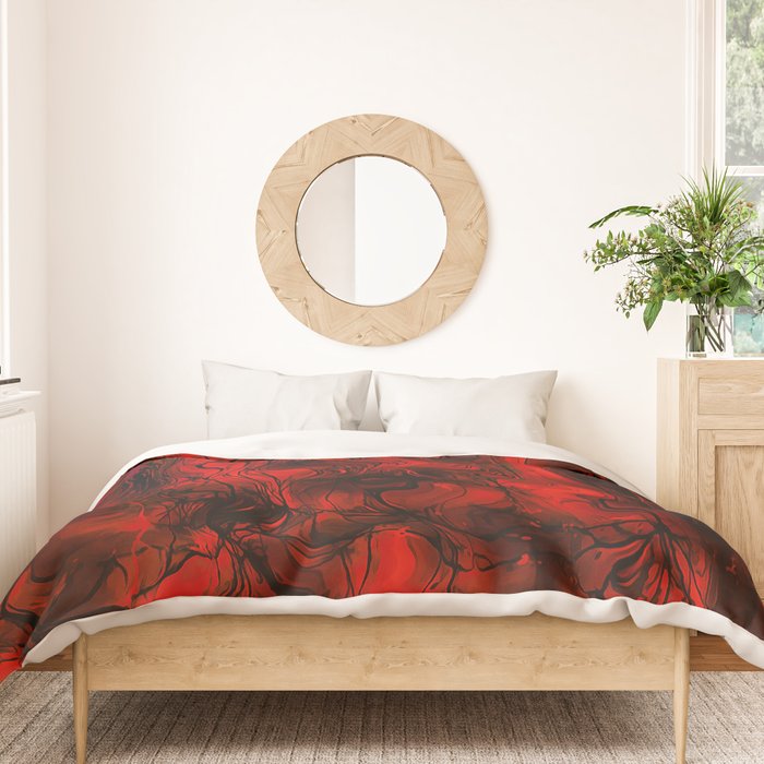 Nervous Energy Grungy Abstract Art  Red And Black Duvet Cover Gallery Image 3
