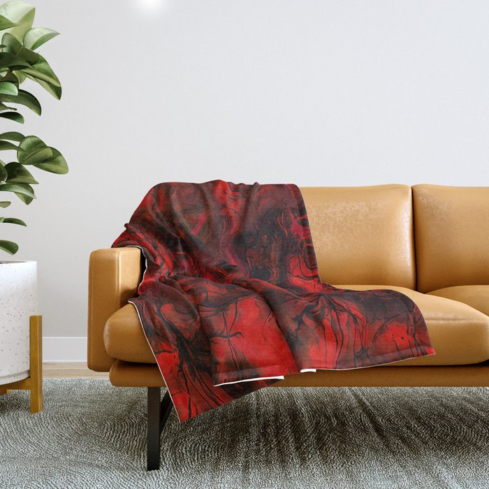 Nervous Energy Grungy Abstract Art  Red And Black Throw Blanket Gallery Image 1