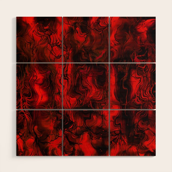 Nervous Energy Grungy Abstract Art  Red And Black Wood Wall Art Gallery Image 1