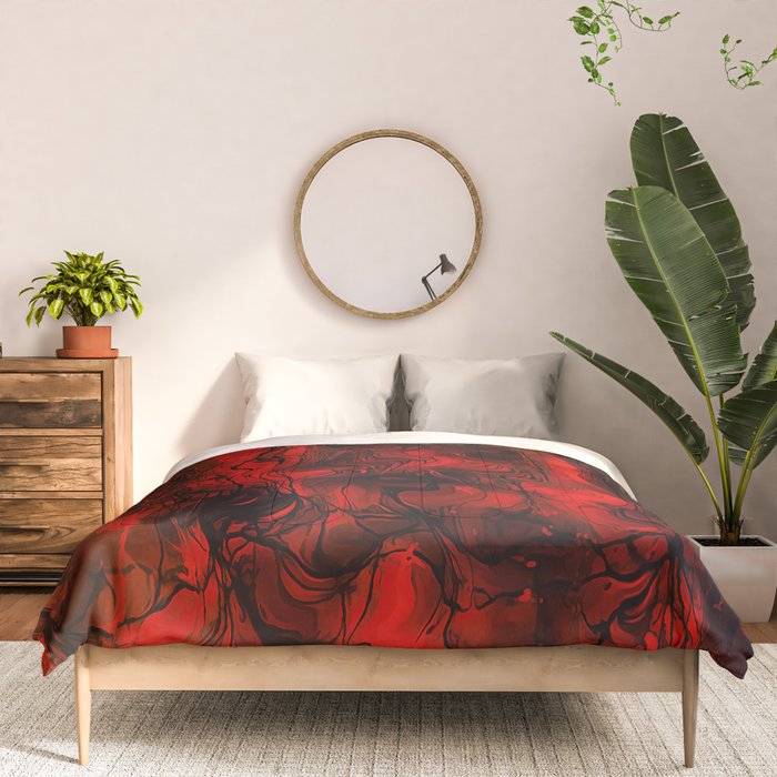 Nervous Energy Grungy Abstract Art  Red And Black Comforter Gallery Image 3