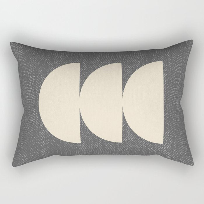 Half Circle 3 - Grey Texture Rectangular Pillow Gallery Image 1
