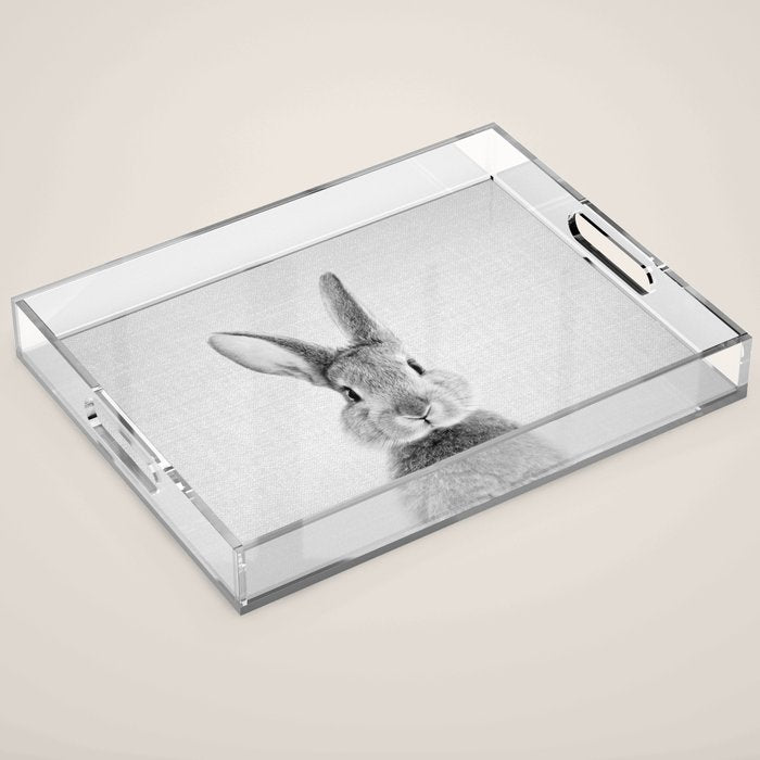 Rabbit - Black & White Acrylic Tray Gallery Image 1