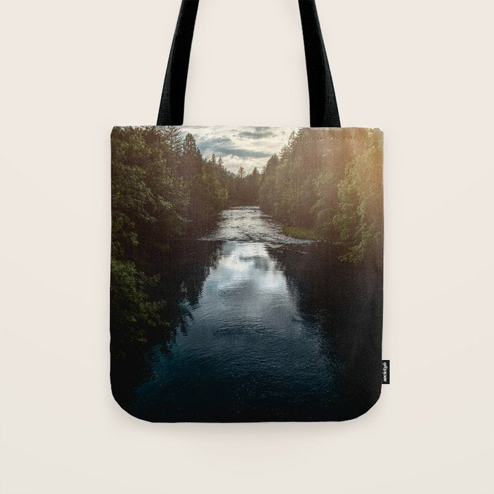 PNW River Run - Pacific Northwest Nature Photography Tote Bag Gallery Image 1