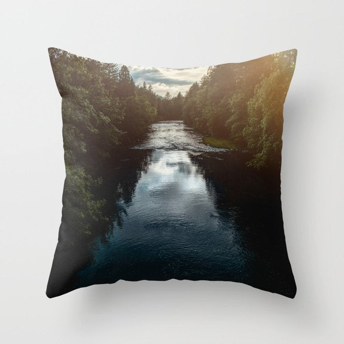 PNW River Run - Pacific Northwest Nature Photography Throw Pillow Gallery Image 6
