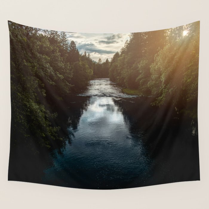 PNW River Run - Pacific Northwest Nature Photography Wall Tapestry Gallery Image 4