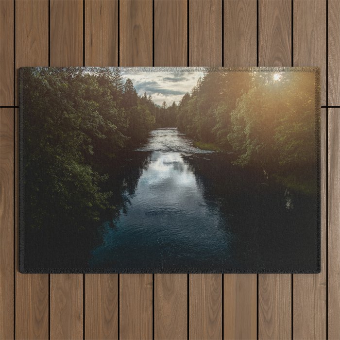 PNW River Run - Pacific Northwest Nature Photography Outdoor Rug Gallery Image 1