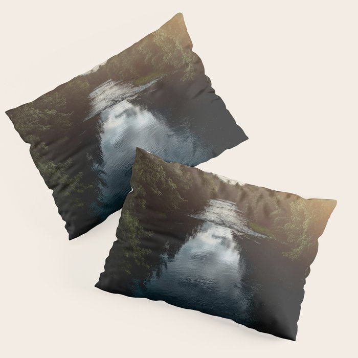 PNW River Run - Pacific Northwest Nature Photography Pillow Sham Gallery Image 1