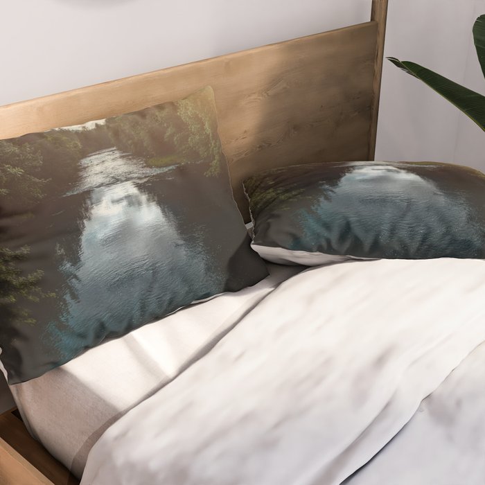 PNW River Run - Pacific Northwest Nature Photography Pillow Sham Gallery Image 2