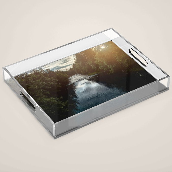 PNW River Run - Pacific Northwest Nature Photography Acrylic Tray Gallery Image 1