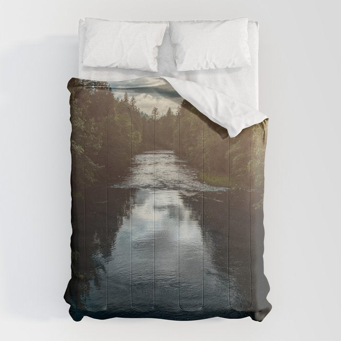 PNW River Run - Pacific Northwest Nature Photography Comforter Gallery Image 6