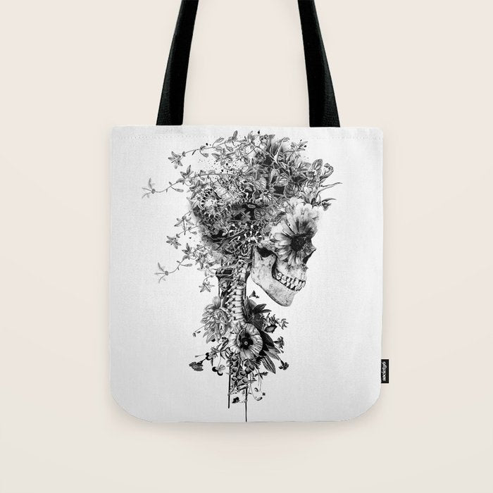 Skull BW Tote Bag Gallery Image 1