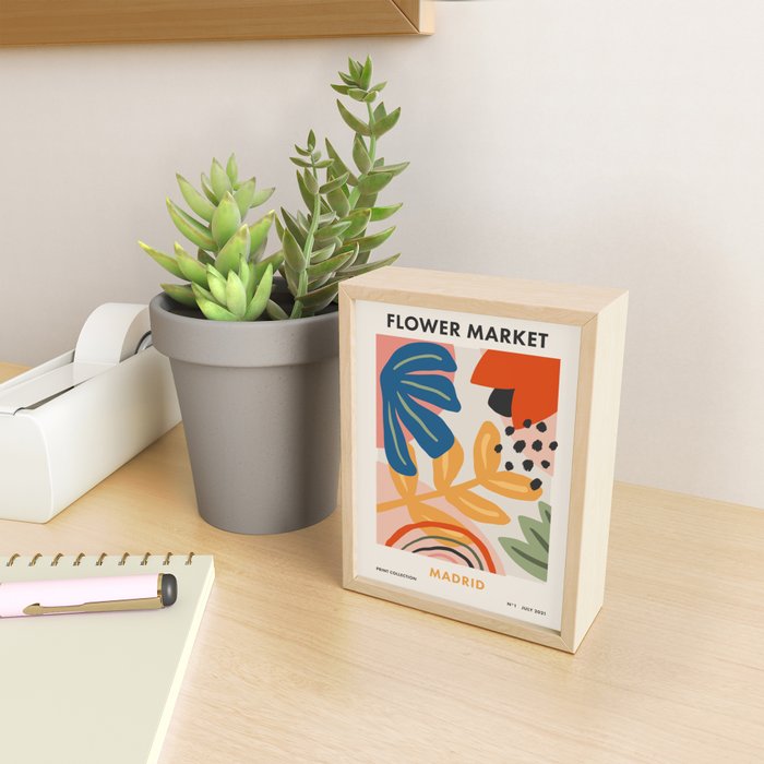 Flower Market Madrid, Abstract Retro Floral Print Mini Art Print Gallery Image 2