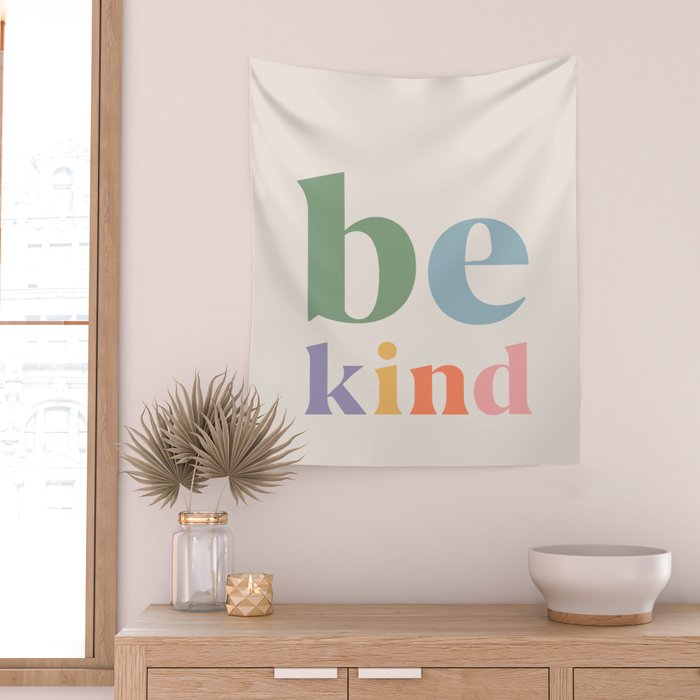 Be Kind Inspirational Quote Danish Pastel Print Wall Tapestry Gallery Image 2