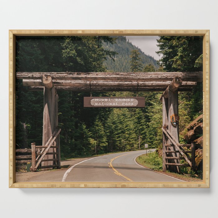 Mount Rainier National Park Entrance Serving Tray Gallery Image 1