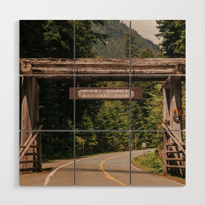 Mount Rainier National Park Entrance Wood Wall Art Gallery Image 1