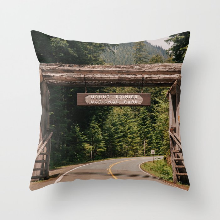 Mount Rainier National Park Entrance Throw Pillow Gallery Image 6