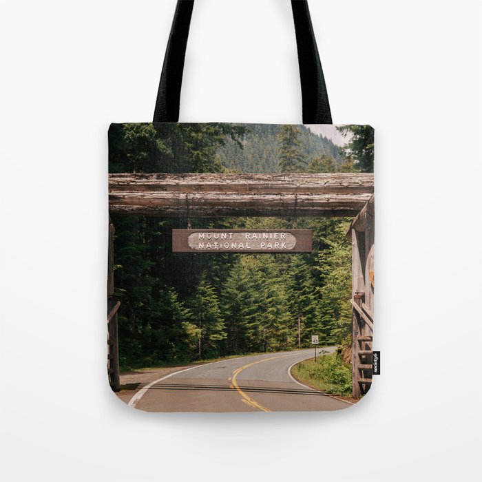 Mount Rainier National Park Entrance Tote Bag Gallery Image 1