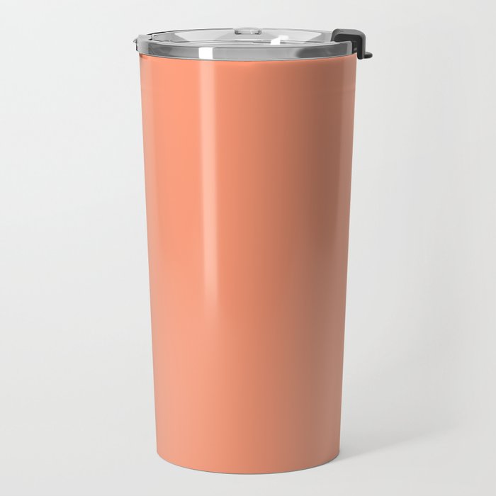 Peachy Salmon Peach Solid Colour Travel Mug Gallery Image 2