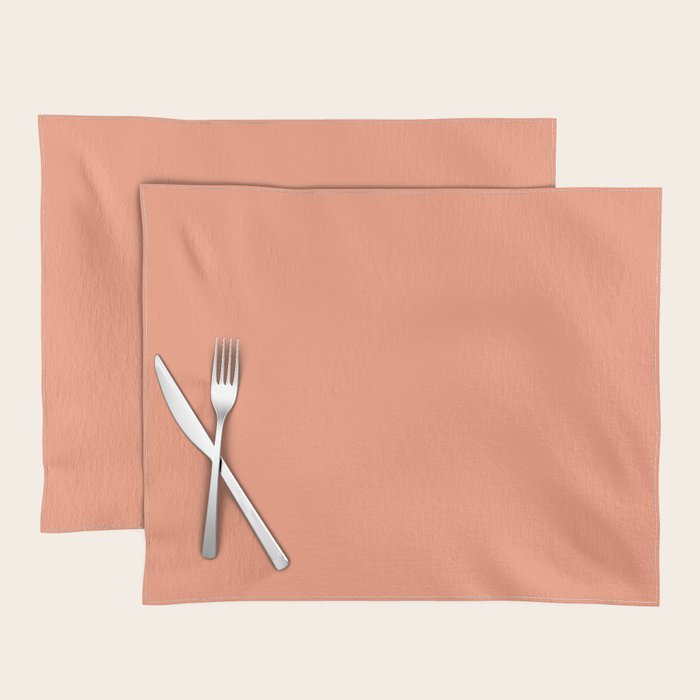Peachy Salmon Peach Solid Colour Placemat Gallery Image 1