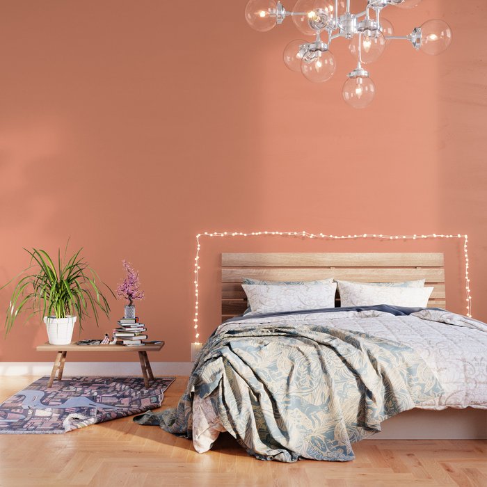 Peachy Salmon Peach Solid Colour Wallpaper Gallery Image 3