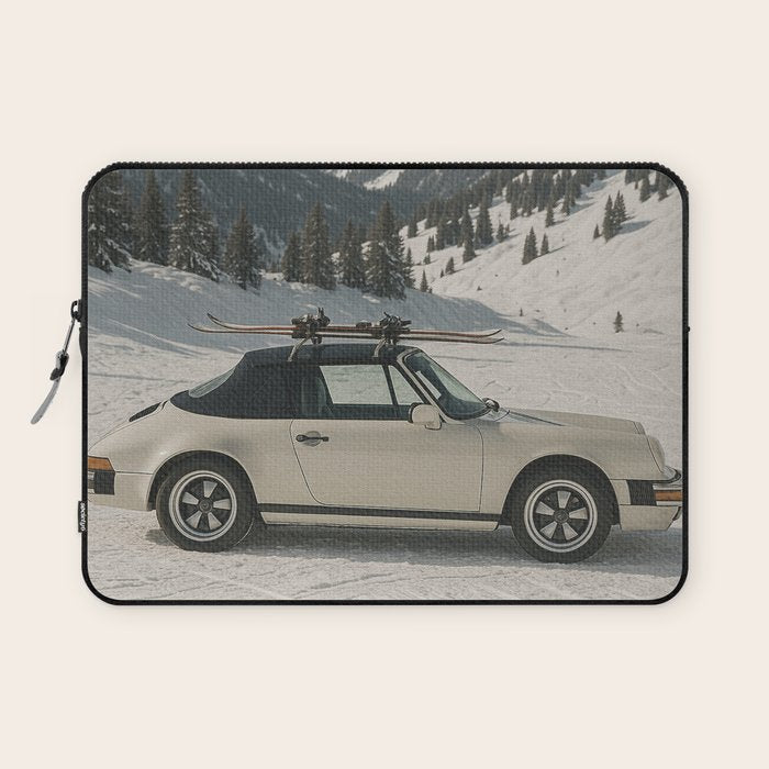 Vintage Apres Ski Alpine Mountains Classic Car  Laptop Sleeve Gallery Image 1