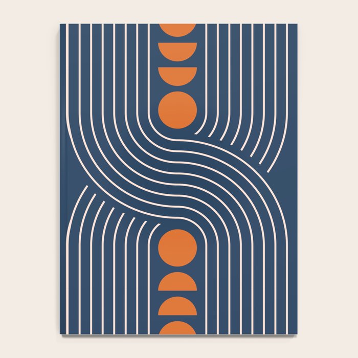 Geometric Lines in Navy and Orange (Rainbow and Moon Phases Abstract) Notebook Gallery Image 4