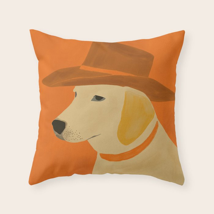 Dog With Hat  Throw Pillow Gallery Image 1