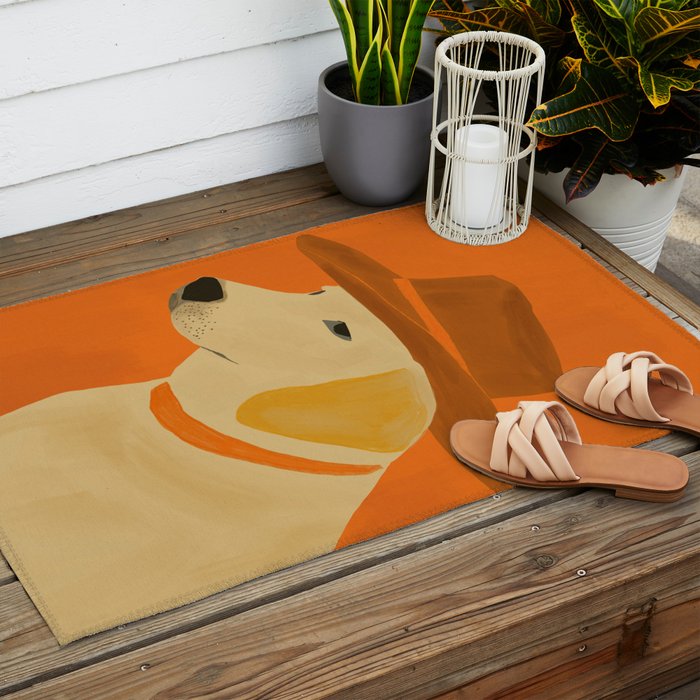 Dog With Hat  Outdoor Rug Gallery Image 2