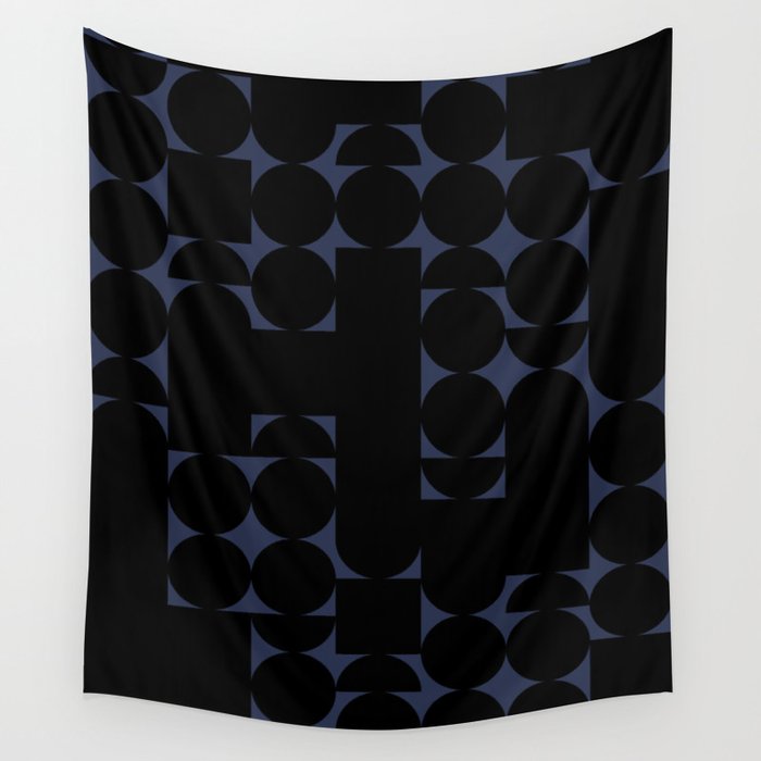 Midcentury modern geometric 01 black Wall Tapestry Gallery Image 4