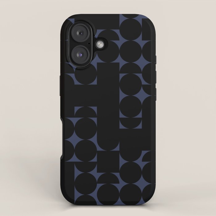 Midcentury modern geometric 01 black iPhone Case