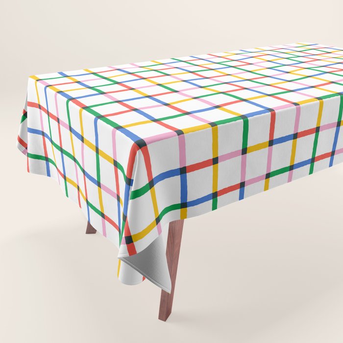 Colorful geometric square mosaic grid pattern Tablecloth Gallery Image 1