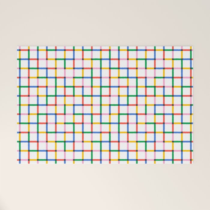 Colorful geometric square mosaic grid pattern Welcome Mat Gallery Image 1