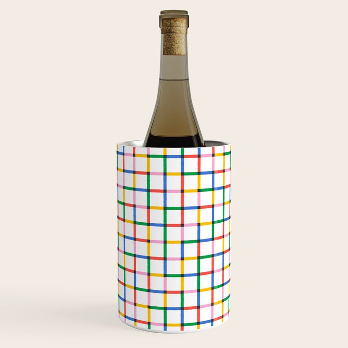 Colorful geometric square mosaic grid pattern Wine Chiller Gallery Image 1