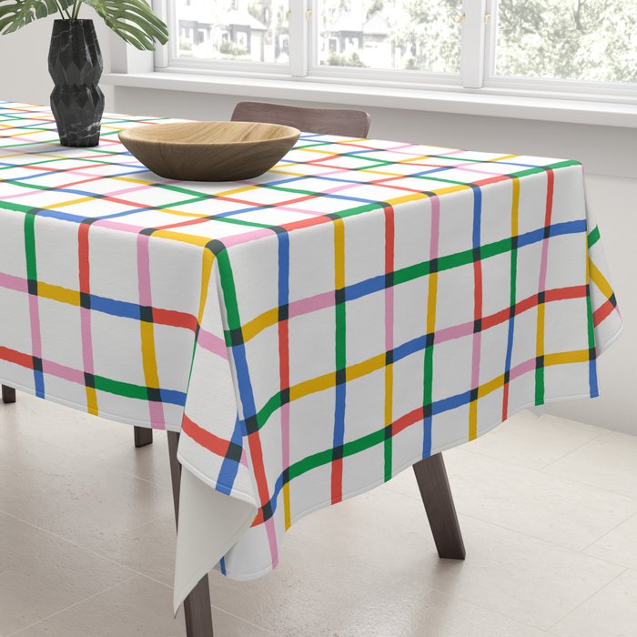 Colorful geometric square mosaic grid pattern Tablecloth Gallery Image 3