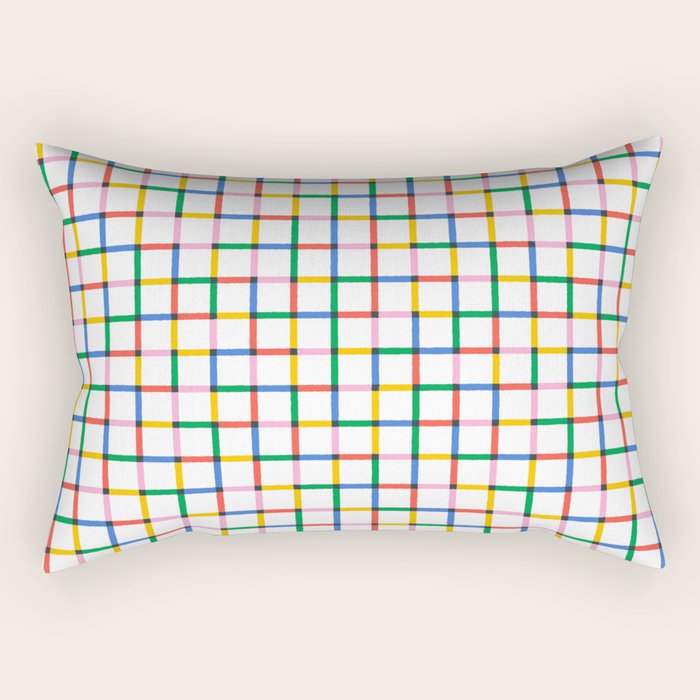 Colorful geometric square mosaic grid pattern Rectangular Pillow Gallery Image 2