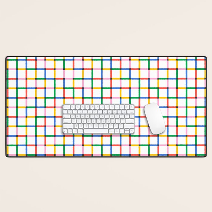 Colorful geometric square mosaic grid pattern Desk Mat Gallery Image 1
