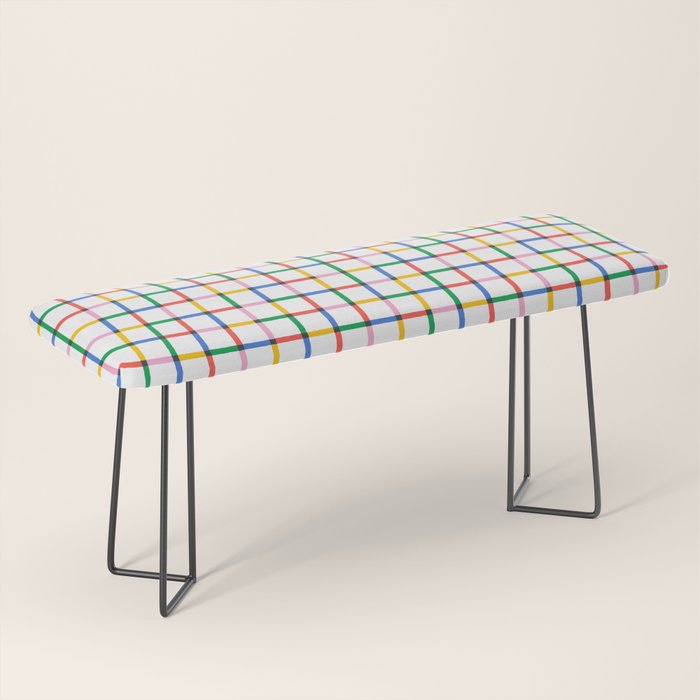 Colorful geometric square mosaic grid pattern Bench Gallery Image 1