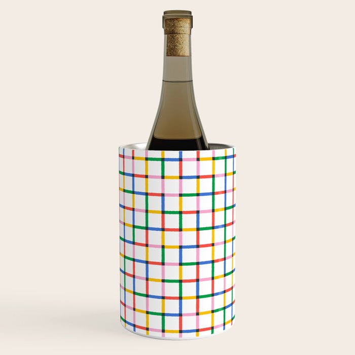 Colorful geometric square mosaic grid pattern Wine Chiller Gallery Image 3